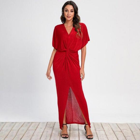 SHEIN Dresses & Skirts - Twist Front Dolman Sleeve Slit Maxi Dress
